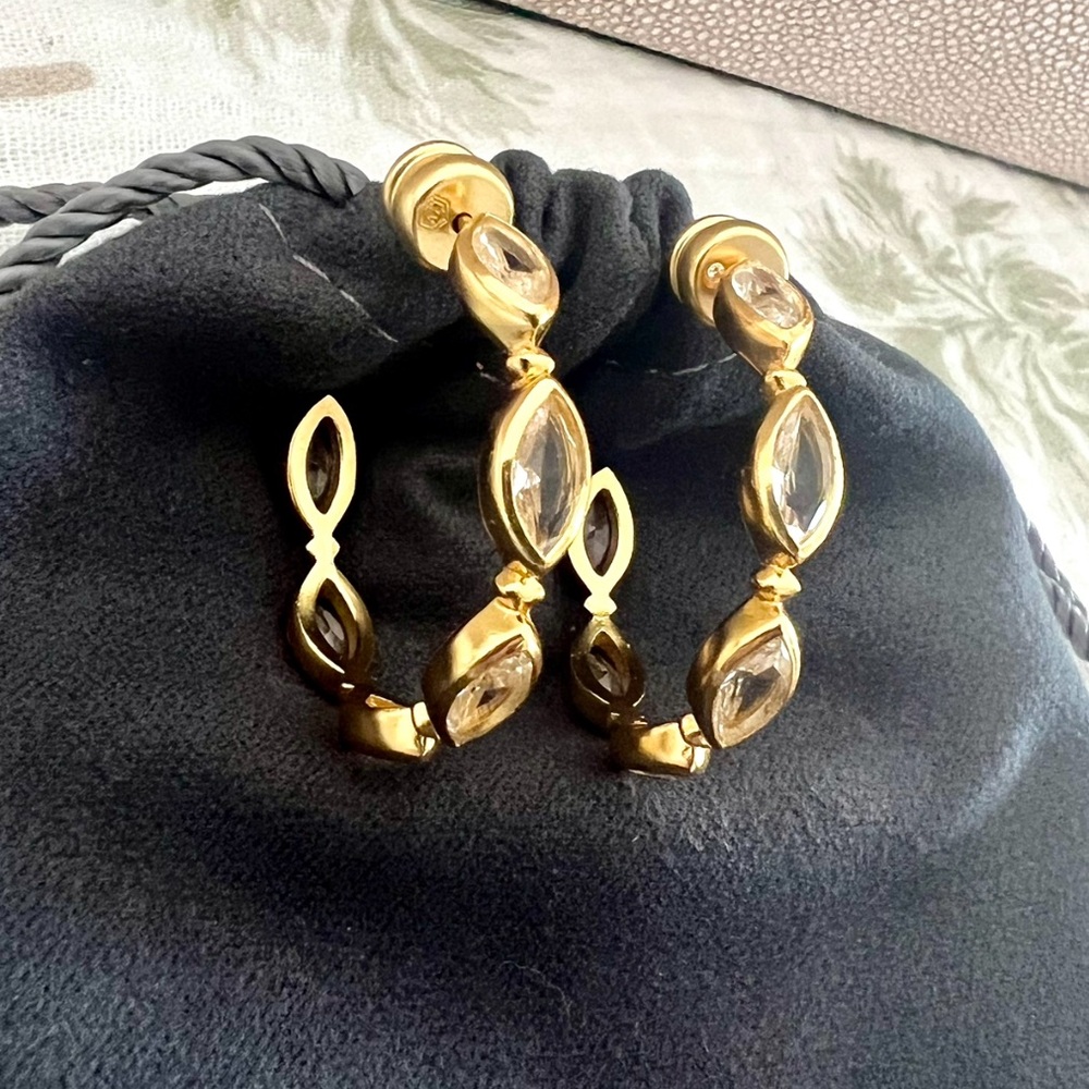 $155 Julie Vos Crystal Hoop Earrings Medium